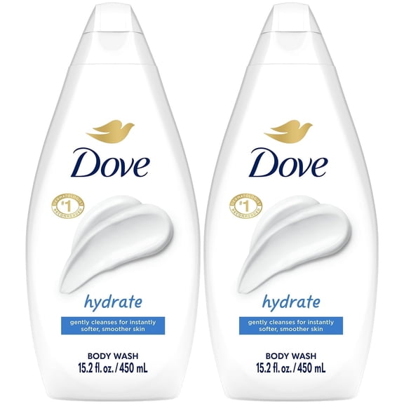 Dove Body Wash, Hydrate 2-Pack – Moisturizing Cleanser for Smooth, Soft Skin, 15.2 oz Ea