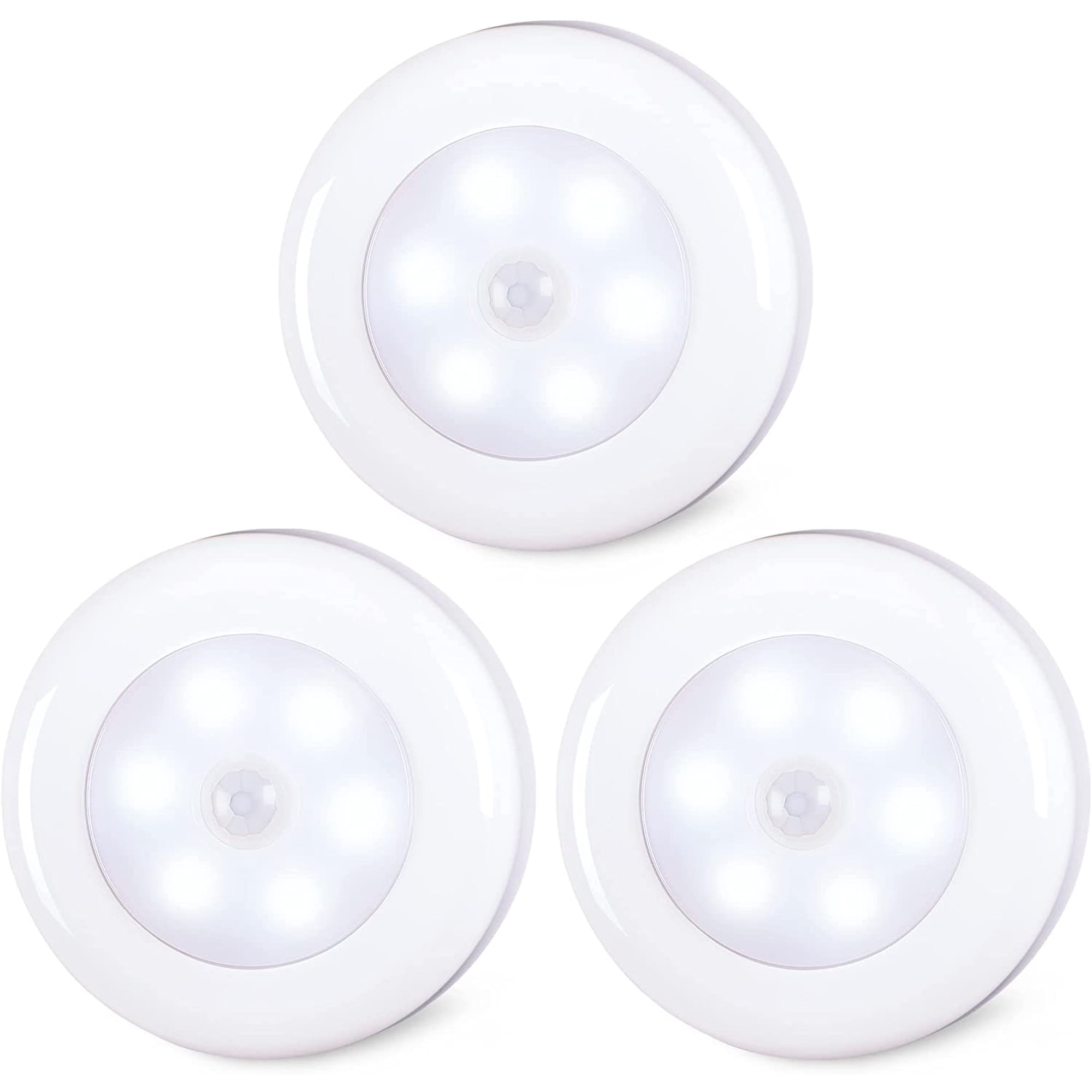 2.8” LED Motion Sensor Light Indoor AAA Battery, 3 Pack White