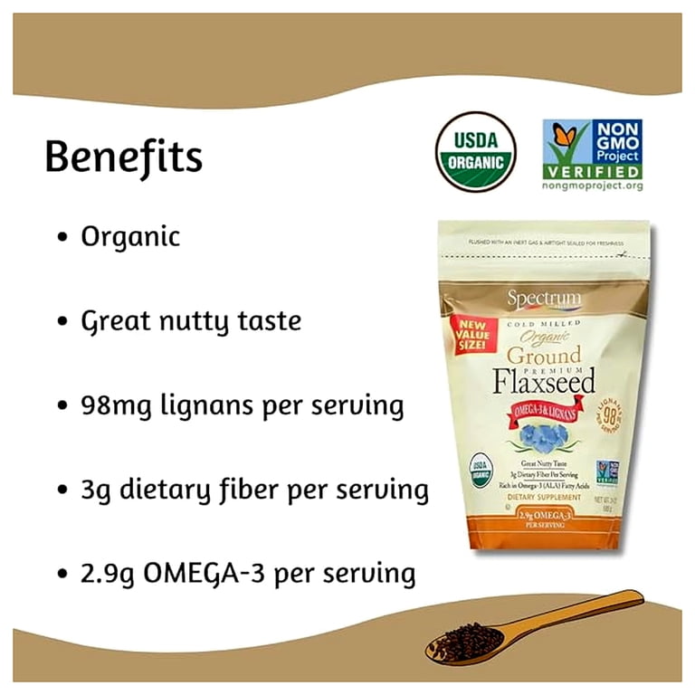 Spectrum Essentials Organic Ground Premium Flaxseed, 24 Oz