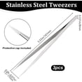 thumbnail image 2 of 3Pcs Jewelry Tweezers 5.6" High Precision Stainless Steel Non-Serrated Elbow Tweezer with Fine Point Tips Needle Nose Tweezers Pliers for Sewing Beading Quilting Jewelry Making Crafts grey, 2 of 9