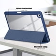 thumbnail image 5 of Clear Back Cover for Apple iPad 9th 8th 7th Generation, Trifold Multi Angle Viewing Stand Auto Sleep Wake Shockproof Build in Pencil Holder Full Protection Case for iPad 10.2" 2022/2021/2019,Darkblue, 5 of 11