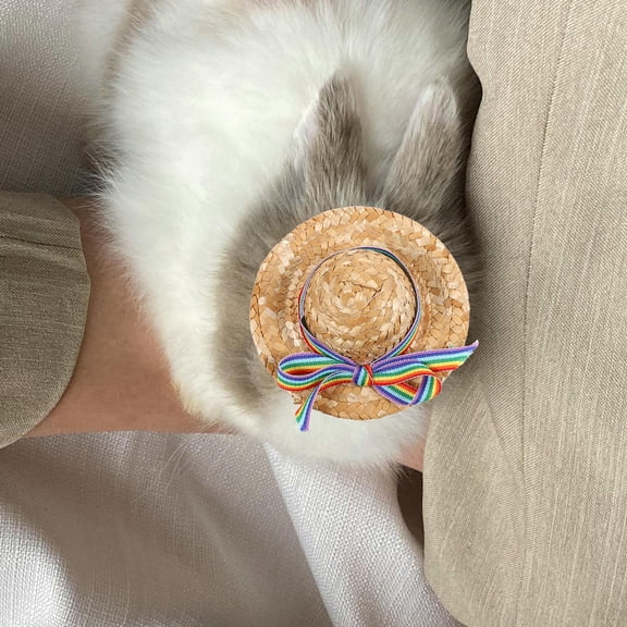 ELAYARD Woven Pet Straw Hat Decorative Dog Cap for Festival Carnival and Photos