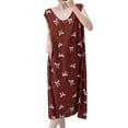 thumbnail image 2 of Nightgown Women's Long Cotton Sleep Dress Vintage Floral Sleeveless Nightshirt with Pockets Coffee Free Size, 2 of 5