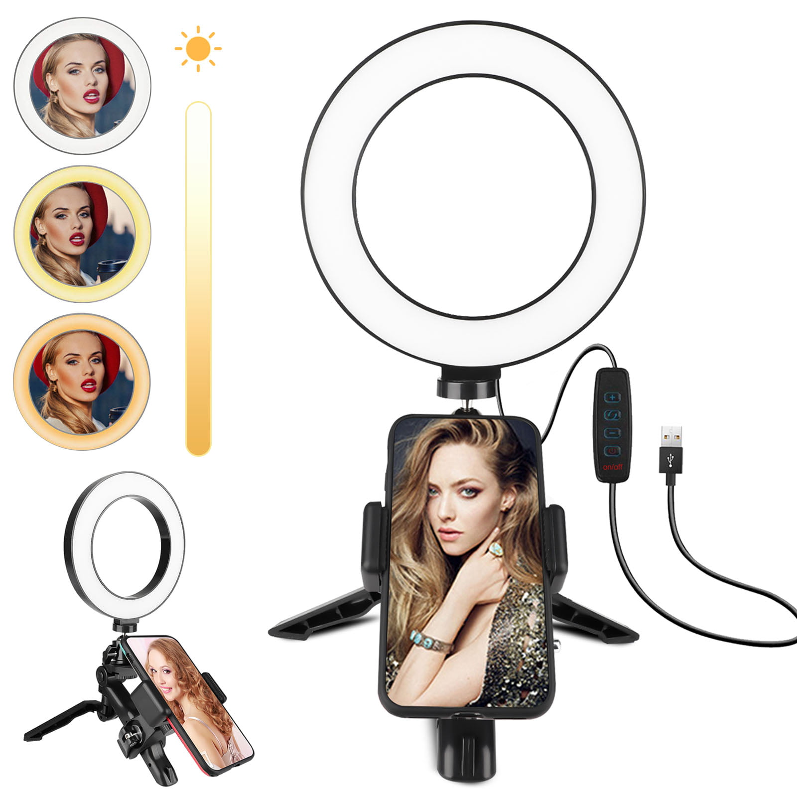 CRAPHY 6 Selfie LED Ring Light with Tripod Stand /& Cell Phone Holder 3 Light Modes 9 Adjustable Brightness Dimmable for YouTube Video//Live Stream//Makeup//Photography