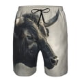 thumbnail image 3 of Cauagu Mystical Bull in Fog Print Men's Swim Trunks,Hawaiian Bathing Suit Swimsuits Beach Shorts with Pockets for Men Quick Dry Swimming Board Shorts-, 3 of 6