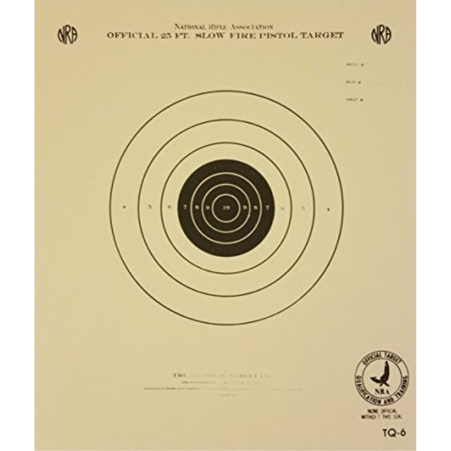 Official NRA Target, TQ-6, 25 Ft. Slow Fire Pistol Target, Pack of 100 ...
