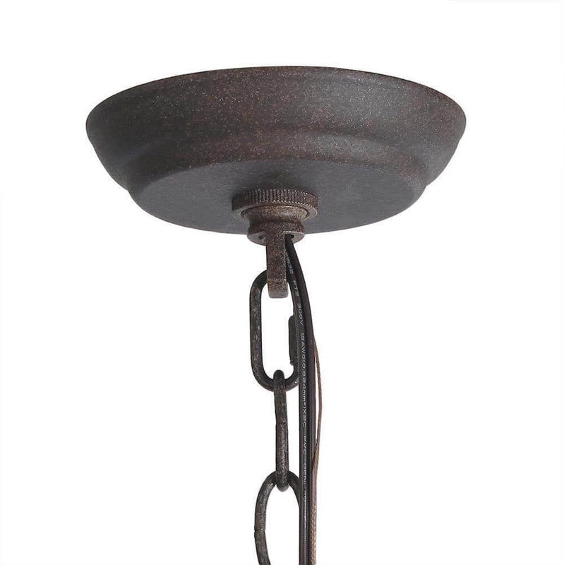 LNC 6-Light Bronze French Country Wood Chandelier Lighting Fixtures for Dining Room, Off-White