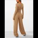 thumbnail image 5 of Conjuntos de Dos Piezas para Mujer: Camiseta Asimétrica de Larga, Pantalones Anchos y Chándal Informal. Caqui XL, 5 of 8