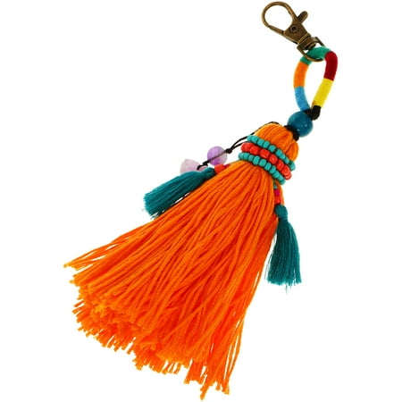 Pretyzoom Car Mirror Hanging Accessories Tassel Pendant Random Color Iron Key Pendant Charms 1Pcs