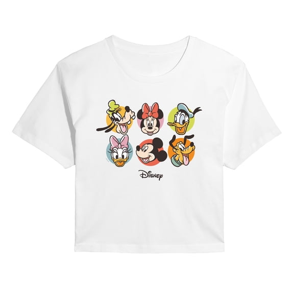 Disney - Character Heads - Juniors Cropped Graphic T-Shirt