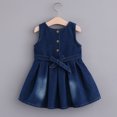 thumbnail image 5 of Beautyzll 1-8Y Toddler Girls Casual Demin Dresses Baby Kids Sleeveless Onesies Jeans Dress Princess Sundress A-Line Skirt, 5 of 9