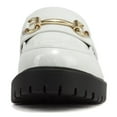 thumbnail image 3 of Soda Shoes Women Low Heel Lug Sole Slip-On Horse Bit Loafer BoyFriend Style BEDALE-S White Patent 10, 3 of 5
