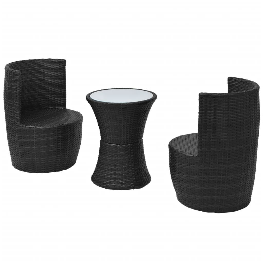 Kepooman 3pcs Wicker Couch with Cushions for Garden, Black Kepooman 3pcs Wicker Couch with Cushions for Garden, Black