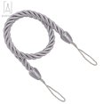 thumbnail image 3 of Gustavedesign 4Pcs Curtain Tieback Rope 27" Nylon Cord Curtain Tie Backs Holdbacks with 4 Metal Screw Hooks, Gray, 3 of 9