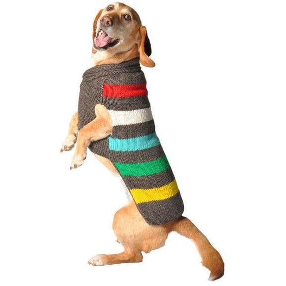 Handmade Charcoal Stripe Wool Dog Sweater Medium