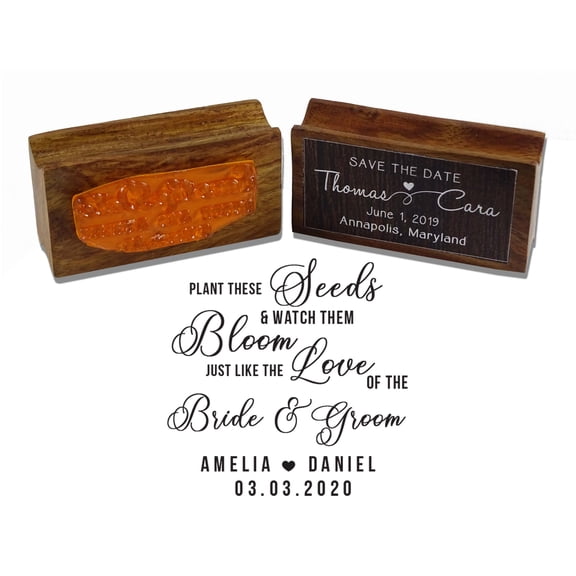 Printtoo Personalized&nbsp;Wedding Favor Round Wood Mounted Rubber Stamp Custom Save The Date Stamper-1.77 Inches Diamater
