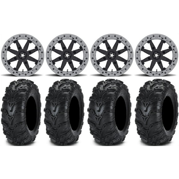 MSA Lok2 Beadlock 14" ATV Wheels 27" Mud Lite II Tires Sportsman 550 850 1000