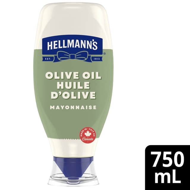 Hellmann’s Olive Oil Mayonnaise, Ideal for Fries, Burgers and Salads, Made with Canadian Free‑Run Eggs, 750 ml