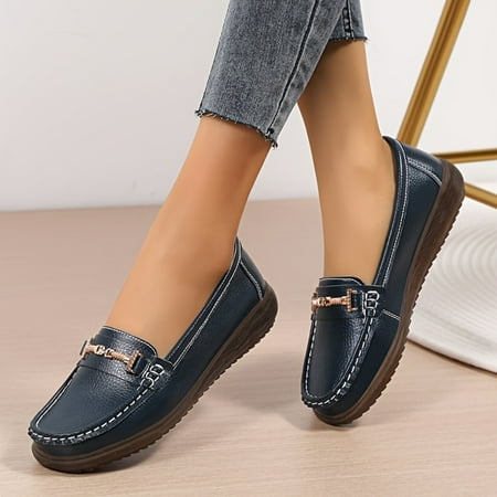 

SZHCYQ Women‘s Metal Decor Loafers Casual Slip On Flat Shoes Lightweight & Comfortable Shoes