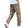 thumbnail image 4 of Men's Cargo Work Pants Durable Ripstop Twill Woven Cargo Pants Contrast Stitch Multi Pocket Loose Straight Leg Work Trousers Casual Outdoor Tactical Pants For Walking Skateboarding, 4 of 4