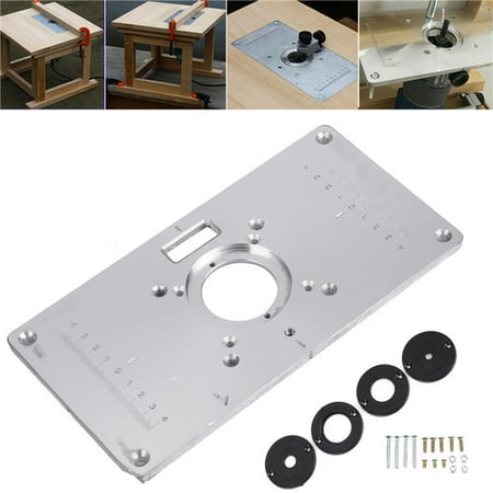 - 700C Multifunction Aluminium Alloy Router Table Insert Plate + 4 Rings Screws For Woodworking Benche 235X120X9mm