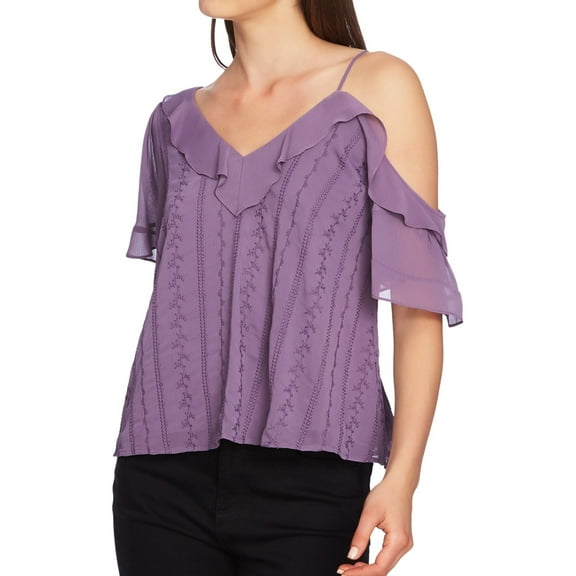1.STATE Womens Ruffle Pullover Blouse, Purple, X-Large