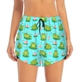thumbnail image 2 of Yiaed Frogs And Aquatic Plants Print Women's Running Shorts with Liner 3 Zipper Pockets Elastic Workout Athletic Gym Yoga Shorts-Medium, 2 of 7