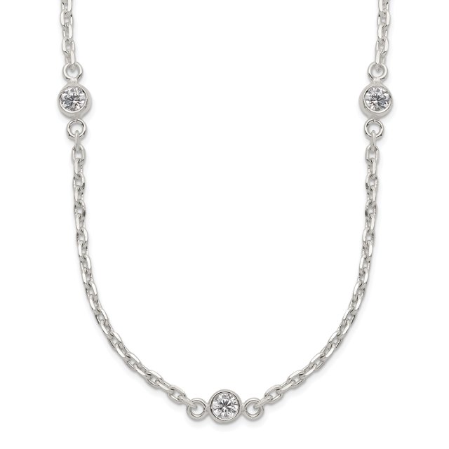 925 Sterling Silver Polished Cubic Zirconia Necklace