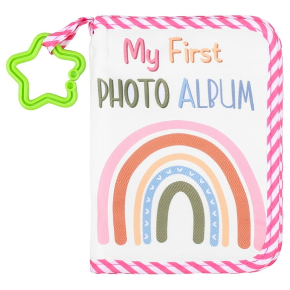 Threns Soft Cloth Baby Photo Album Safe Baby Memory Album Book with Mirror Adorable My First Family Photo Book Holds 17 Pictures for Kids Newborn Toddlers