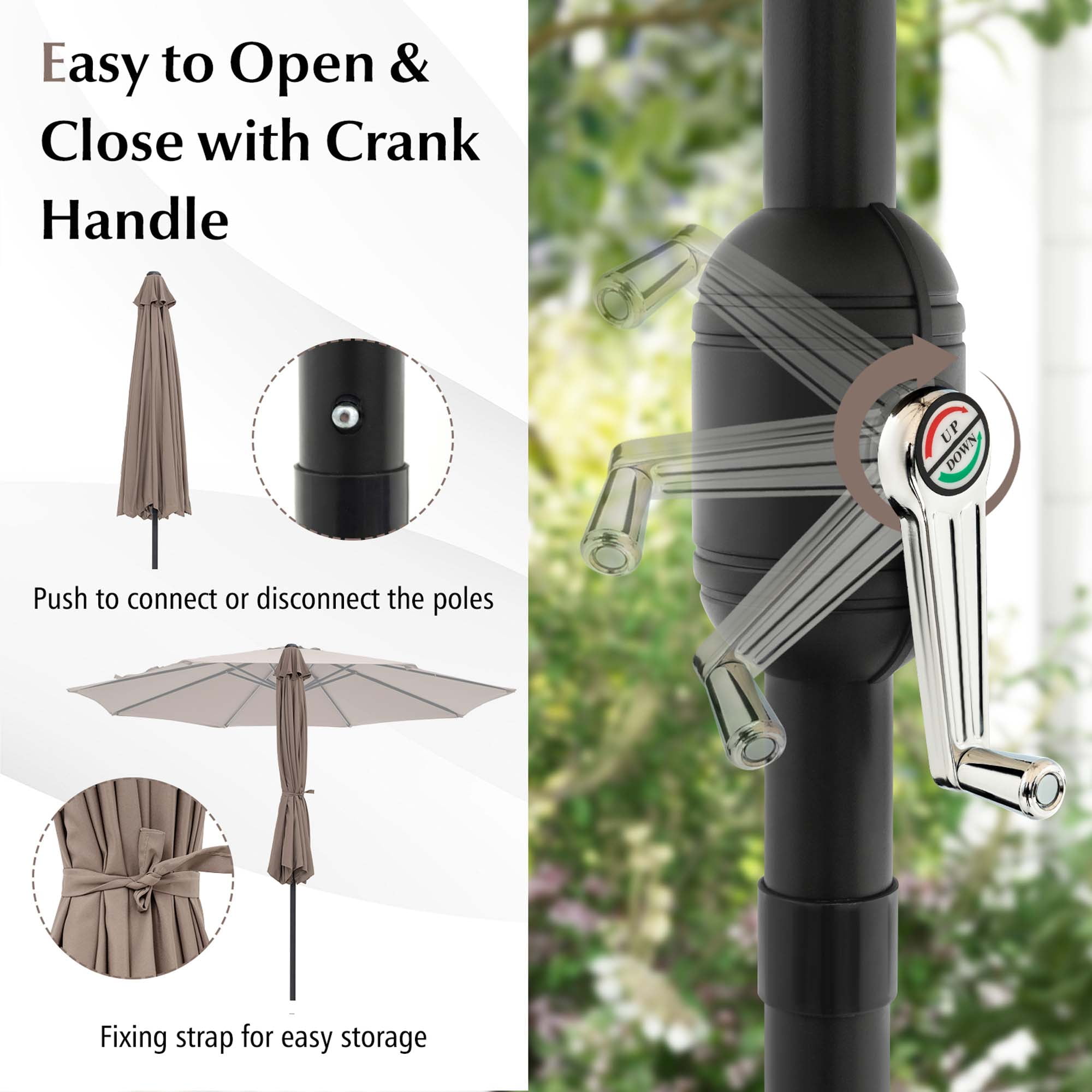 Costway 10FT Large Patio Umbrella with Deck Crank, 6 Ribs Costway 10FT Large Patio Umbrella with Deck Crank, 6 Ribs