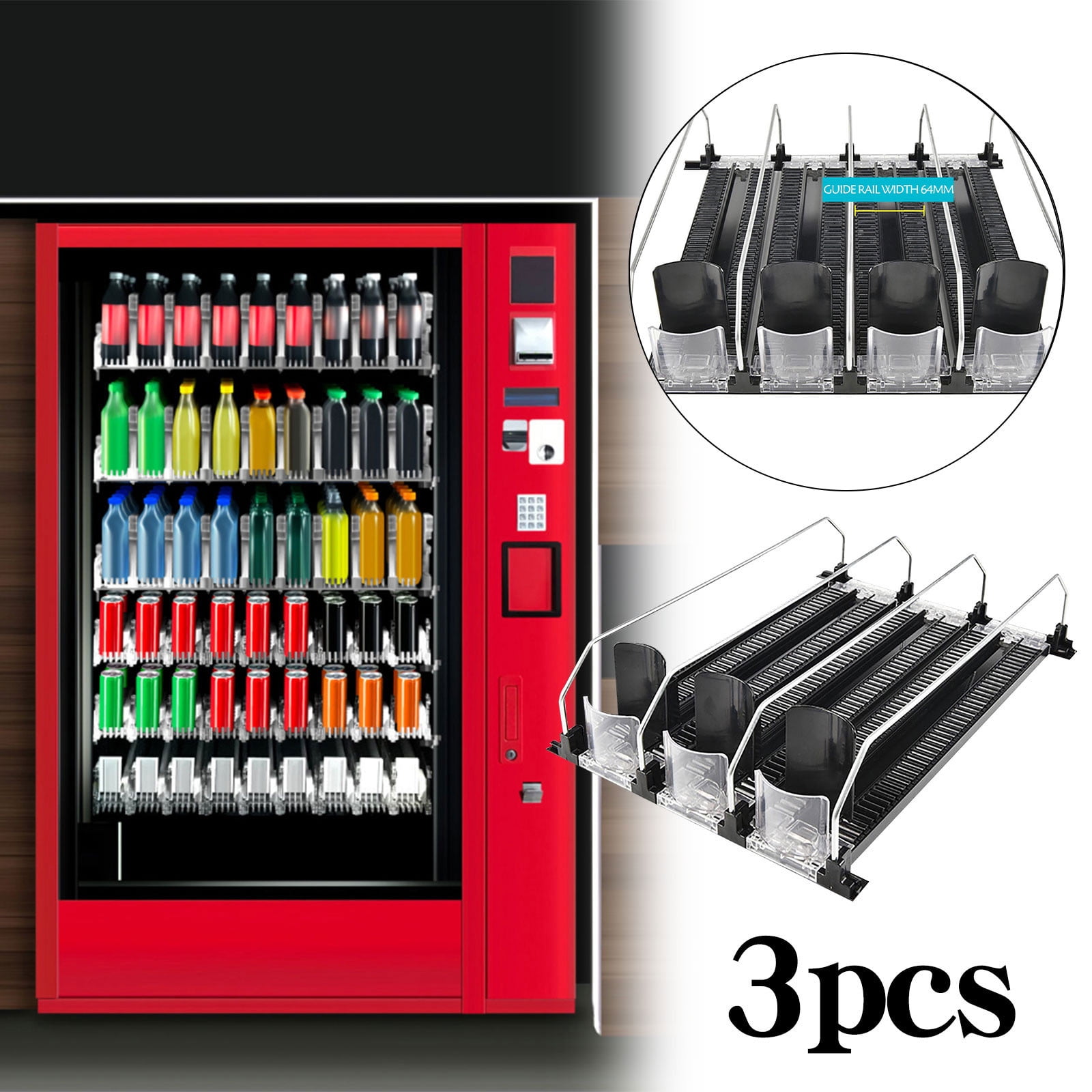Fridge and Freezer Organizers 3Pc Supermarket Freezer Beverage Pusher Refrigerator Beverage Shelf Beverage Automatic Pusher