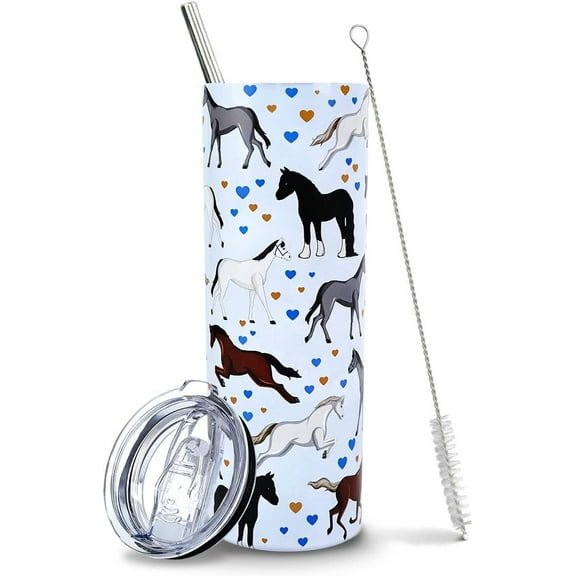 Horse Tumbler with Straw and Lid, Horse Gifts for Girls Women, Funny Horse Coffee Mug/Cup, Horse Stuff, Supplies, Accessories, Decor - Equestrian Gifts for Horse Lovers, Horse Owner Gift, Horse Cup