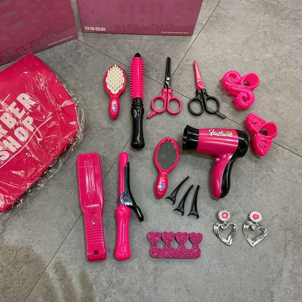 Set De Peluquería De Madera Para Niños – 11 Piezas De Simulación Con Secador, Tijeras Y Peine, Educativo Desde 3 Años