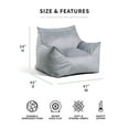thumbnail image 3 of Big Joe Imperial Lounger Foam Filled Bean Bag Armchair with Removable Cover, Gray Plush, Soft Polyester, 4 feet Big, 3 of 9