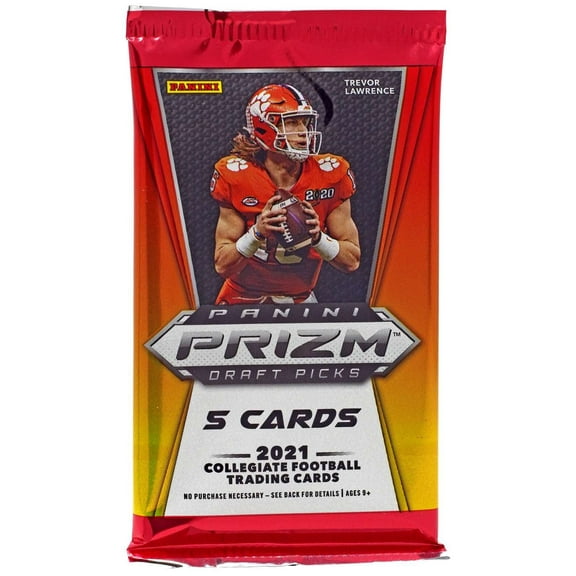 Collegiate Panini 2021 Prizm Draft Football Trading Card MEGA BOX Pack (5 Cards)