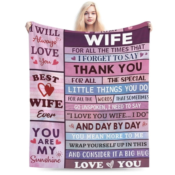 Gifts for Her, I Love You Gift Ideas for Wife's Birthday, Wife Blanket 50x40