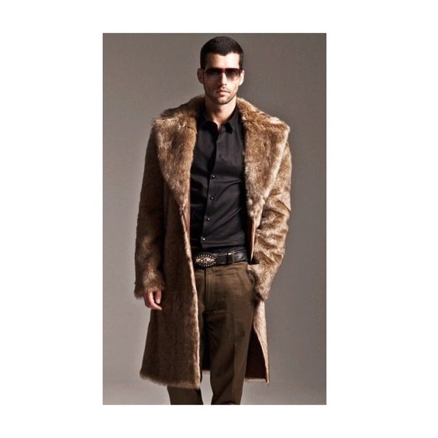 Abrigo de piel de otoño e invierno para hombre, abrigo de piel sintética largo y cálido