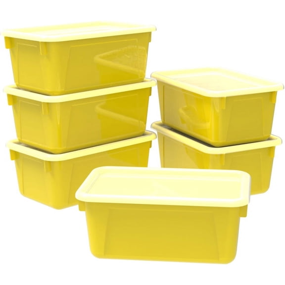 Small Cubby Bin, with Cover, Classroom Yellow (Case of 5)