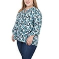 thumbnail image 2 of NY Collection Women's Plus Size Long Roll Tab Sleeve Pintuck Front Blouse, 2 of 4