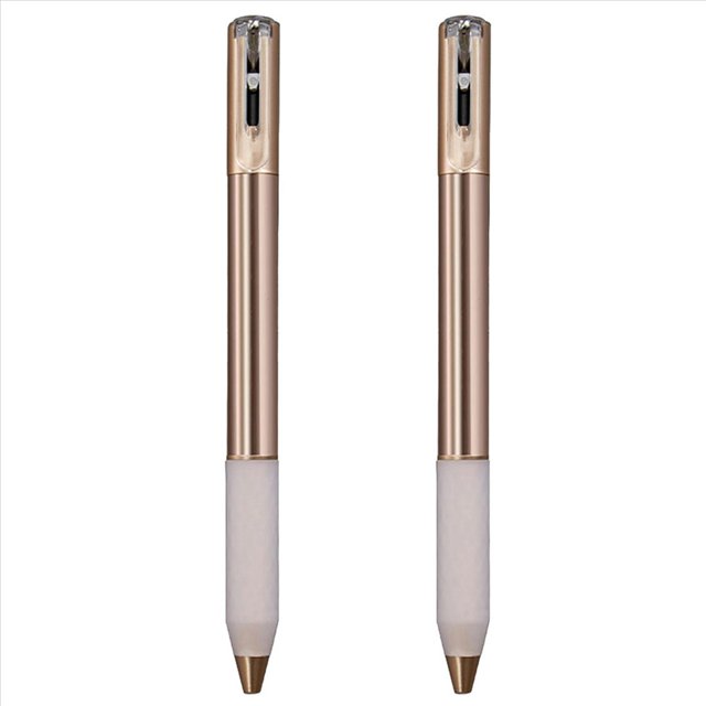 2X Bolígrafo Arrugado de Metal Geométrico Fidget, Interruptor de Cambio de Forma de Metal para Aliviar el Estrés, Bolígrafo de Gel Retráctil de 0,5 Mm, Champán
