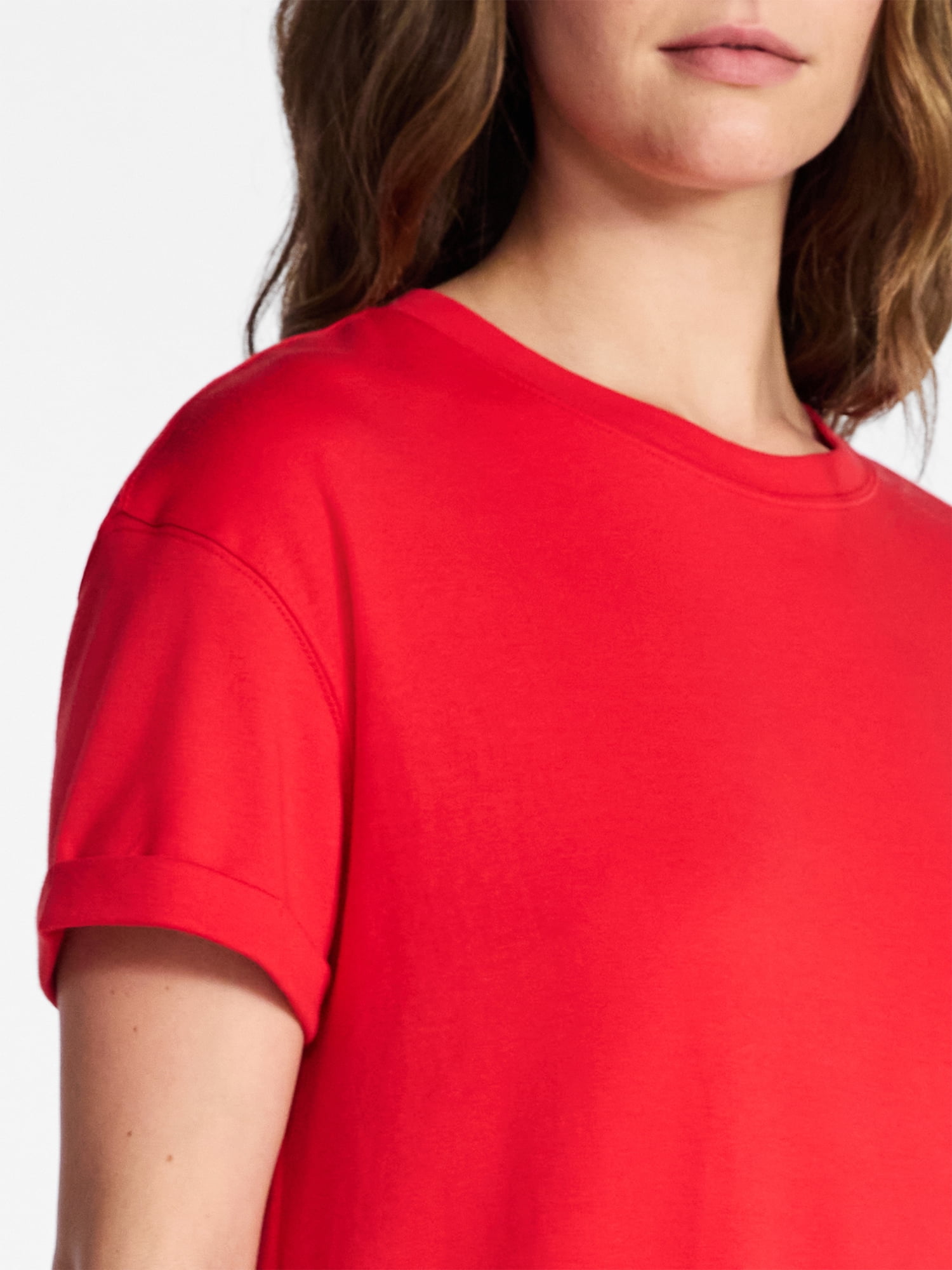 Time and Tru Women's Cotton T-Shirt Dress with Short Sleeves, Sizes XS-XXXL