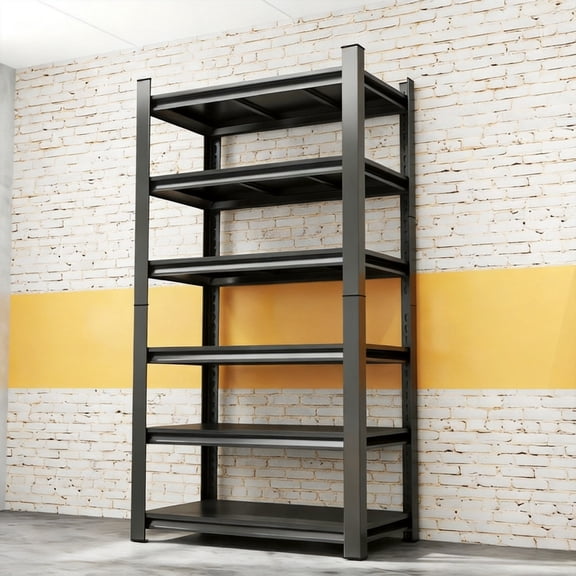 6 Tier Garage Shelving, 3500LBS Storage Shelves, 78"H Industrial Shelves Heavy Duty, Adjustable Metal Shelving for Warehouse, Basement, Garage,Shop, 40" W x 16" D-Black