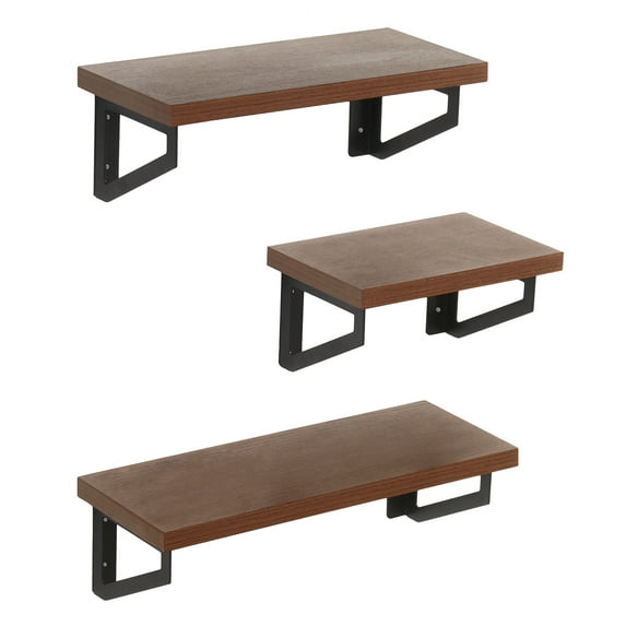 Americanflat Mahogany Floating Shelves - Wall Mounted - Set of 3 - Display Ledges for Bedroom, Bathroom, Living Room, Kitchen, and Office