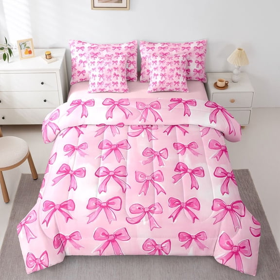 Castle Fairy Kawaii Bow Knot Girl Twin Bedding Sets,Dreamy Princess Bedding Comforter Set
