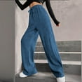thumbnail image 3 of Ahdbta Womens Ribbed Lounge Pants High Waisted Straight Wide Leg Joggers Sweatpants Drawstring Loose Sweat Pants, 3 of 7