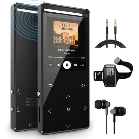 MP3 Player 64GB with Bluetooth Sport Armband FM Record Shuffle Play Line-in rip Music Voice Record HiFi Multifunction Metal Shell