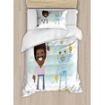 thumbnail image 1 of Science Party Duvet Cover Set Twin Size, Smiling Man in 1970s Style and Robot Dancing Together Image Art Print, Decorative 2 Piece Bedding Set with 1 Pillow Sham, White Multicolor, by Ambesonne, 1 of 3