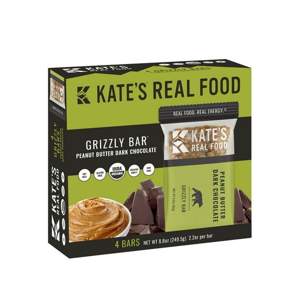 Kate's Real Food Organic Energy Bars, Peanut Butter Dark Chocolate, 2.2