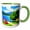 Green/White, variant on 3drose, Tents by the Mountain Lake on a Sunny Summer Day. Happy Camper Gift, 11oz Two-tone Red Mug
