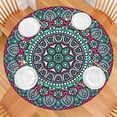 thumbnail image 2 of 44in Round Tablecloth with Elastic Edge, Waterproof Fitted Table Cover for 36-44" Tables, Floral Theme Polyester Reusable Table Cloths Wipe Clean for Picnic, Dining, Outdoor Use and Party Decor, 2 of 7